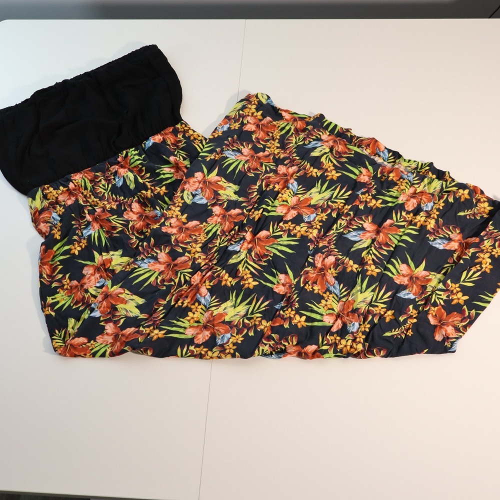 Women's Island Aloha Wear Black Tropical Floral Tube Dress sz S - Picture 4 of 9